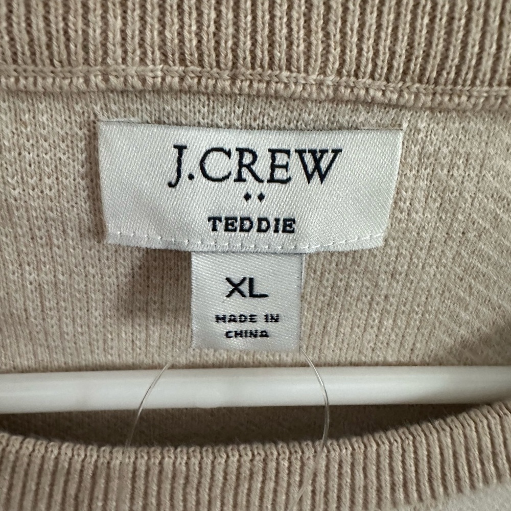 WOMEN’S J.CREW SIZE XL BEIGE & WHITE TEDDY SWEATER - Picture 3 of 5